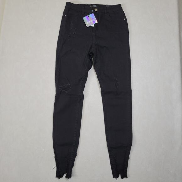 Missguided Sinner High Waisted Skinny Jeans Black Stretch Grunge 90's Riot Mom 8 - Picture 1 of 10